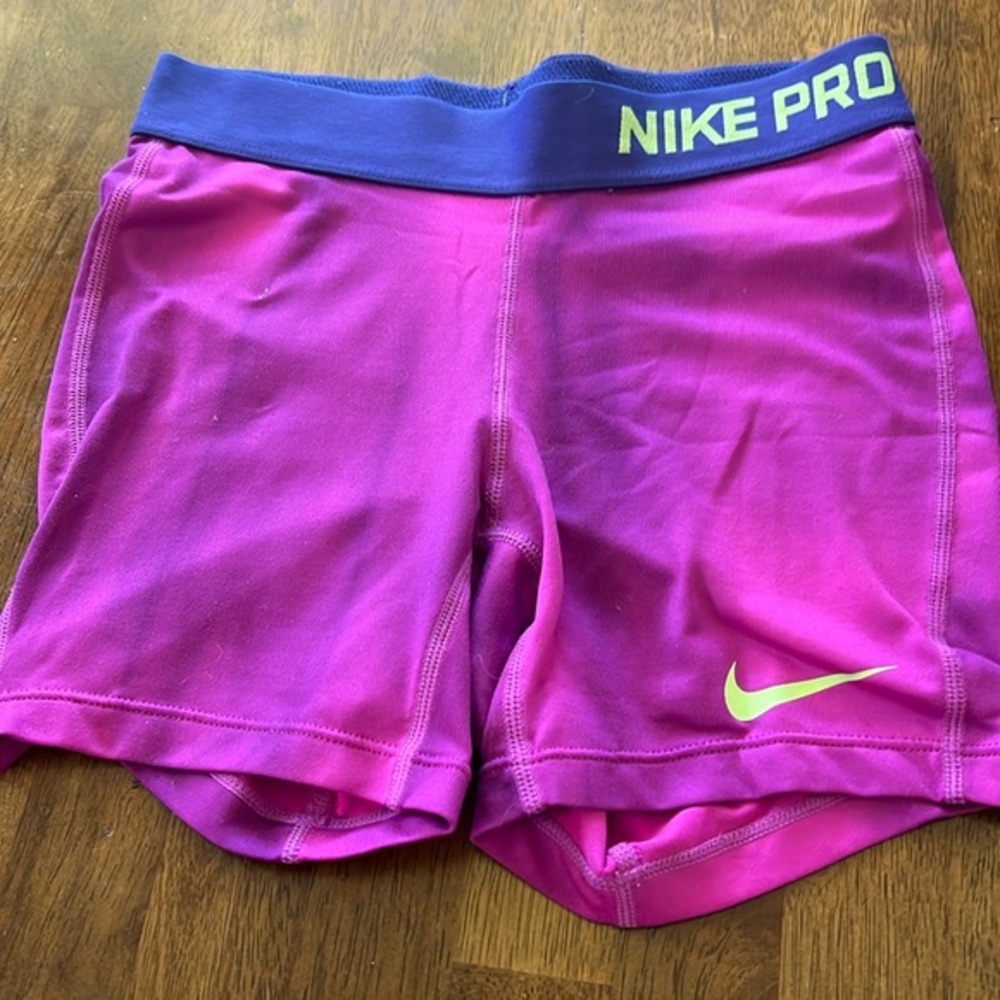 Nike Kids Pro Shorts - Purple and Lime
